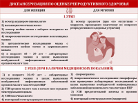 Диспансеризация по оценке репродуктивного здоровья